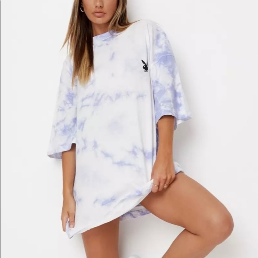 Misguided x playboy t shirt dress purple  sz 6